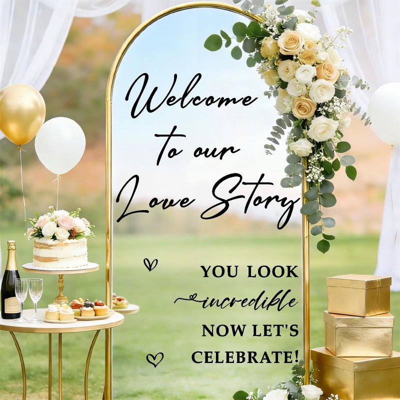 Haiddle Wedding Welcome Signs Welcome to Our Wedding Sign Decals Selfie Mirror Decals for Weddings Party Entry Welcome Mirror Sticker for Weddings Decor Vinyl Letter Decal for Bridal Shower Marriage Reception - Image 3