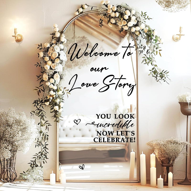 Haiddle Wedding Welcome Signs Welcome to Our Wedding Sign Decals Selfie Mirror Decals for Weddings Party Entry Welcome Mirror Sticker for Weddings Decor Vinyl Letter Decal for Bridal Shower Marriage Reception - Image 2