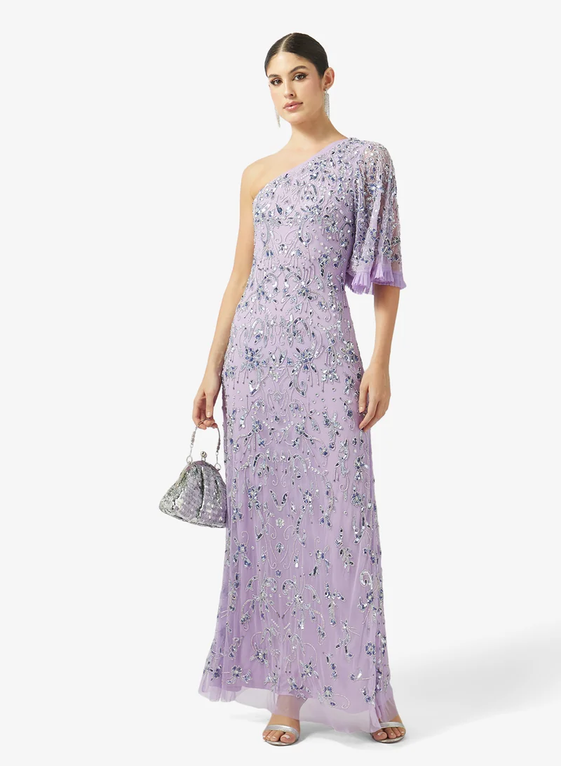 Frock And Frill  One Shoulder Sequin Maxi Dress for Women | Best Price UAE
