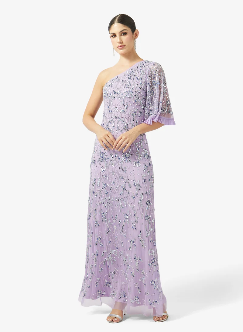 One Shoulder Sequin Maxi Dress