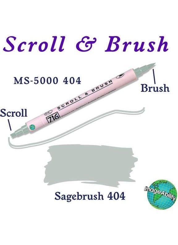 Zig Scroll & Brush Dual Line and Brush Tip Calligraphy and Shading Pen 404 Sagebrush 