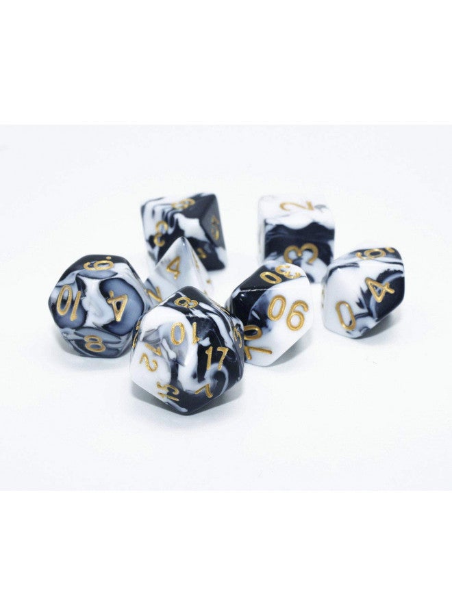 HD DND Dice Set Black & White Marble RPG Polyhedral Dice Fit Dungeons and Dragons(D&D) Pathfinder MTG Tabletop Role Playing Game 7-Die Dice Set - Image 4