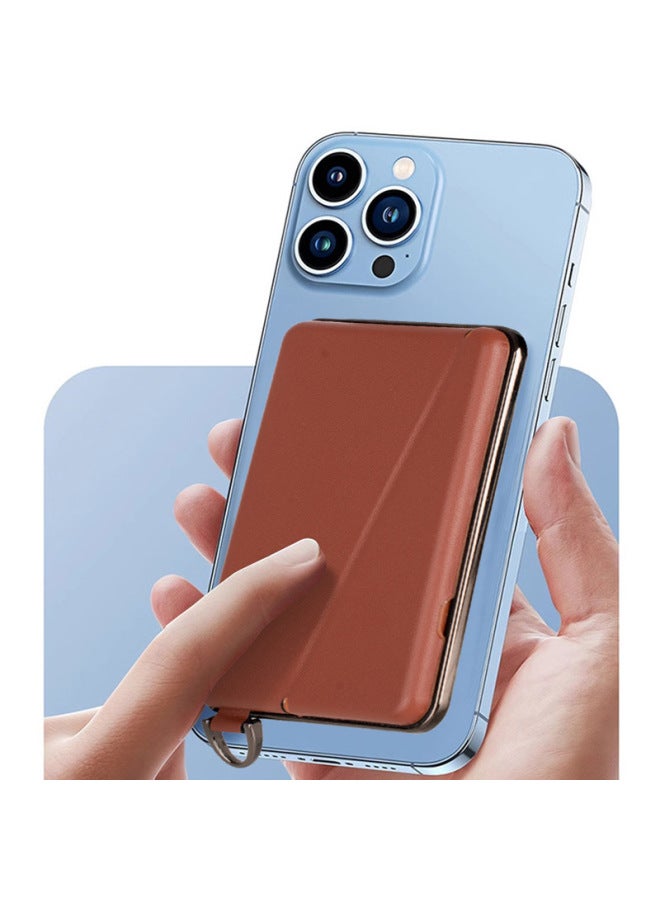 Magnetic Card Holder MagSafe Universal Mobile Phone Holder Invisible Lazy Desktop Fashion Leather Shell Card Holder-Color:light Brown-Style:Electroplating Paste - Image 4