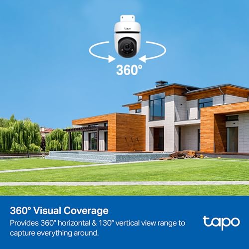 tapo كاميرا أمان واي فاي خارجية TP-Link Tapo بدقة 1080P، رؤية 360°، تتبع الحركة، تعمل مع أليكسا وGoogle Home، رؤية ليلية، كشف ذكي مجاني، تخزين سحابي وبطاقة SD، Tapo C500 - Image 2