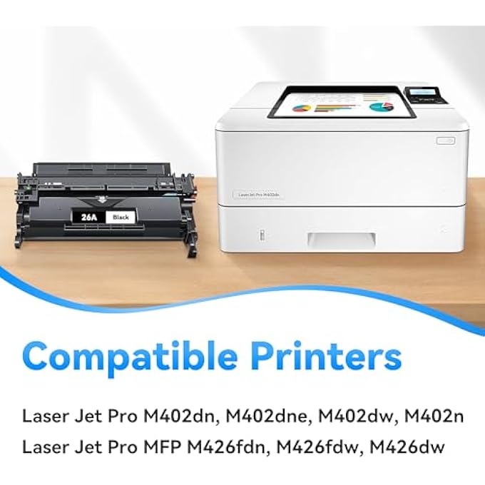 CF226A 26A BLACK TONER CARTRIDGES 2 PACK WORKS FOR PRO M402DN M402N M402DW PRO MFP M426FDW M426FDN M426DW SERIES PRINTER COMPATIBLE REPLACEMENT FOR HP 26A CF226A 26X CF226X (BLACK) - Image 3