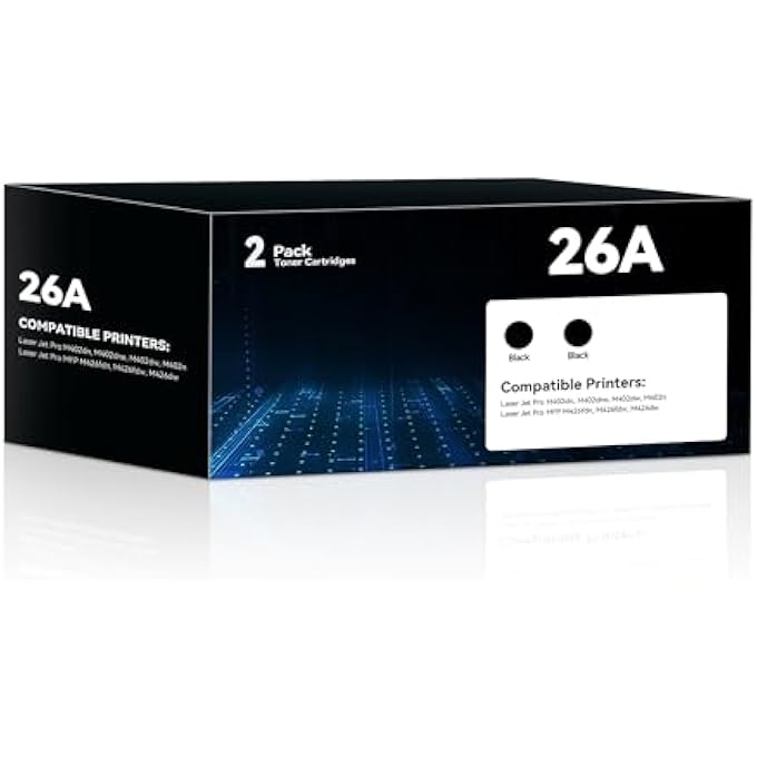 CF226A 26A BLACK TONER CARTRIDGES 2 PACK WORKS FOR PRO M402DN M402N M402DW PRO MFP M426FDW M426FDN M426DW SERIES PRINTER COMPATIBLE REPLACEMENT FOR HP 26A CF226A 26X CF226X (BLACK) - Image 2