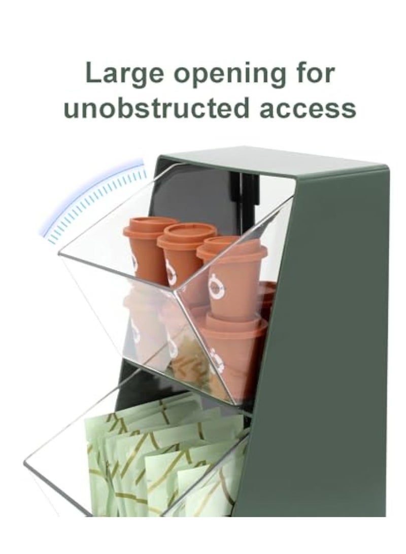 Arabest Coffee Pod Storage with 2 Large Capacity Basket K Cup Holder Countertop Organizer for Creamer Keuring Espresso Capsule Plastic Tea Bag Organizer Green/Clear  - Image 2