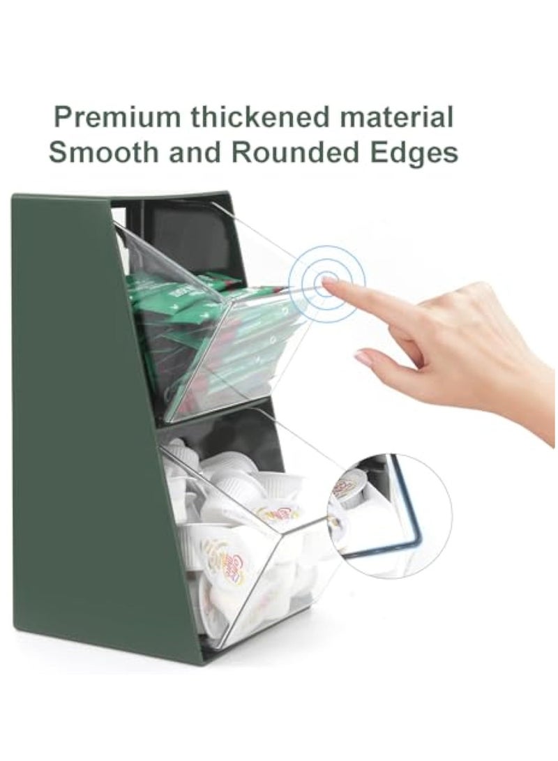 Arabest Coffee Pod Storage with 2 Large Capacity Basket K Cup Holder Countertop Organizer for Creamer Keuring Espresso Capsule Plastic Tea Bag Organizer Green/Clear  - Image 3