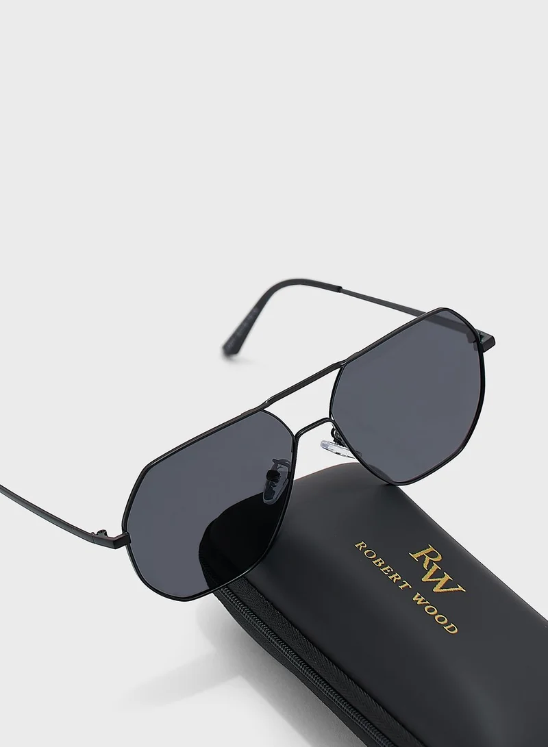 Robert Wood Polarized Angular Aviator Sunglasses