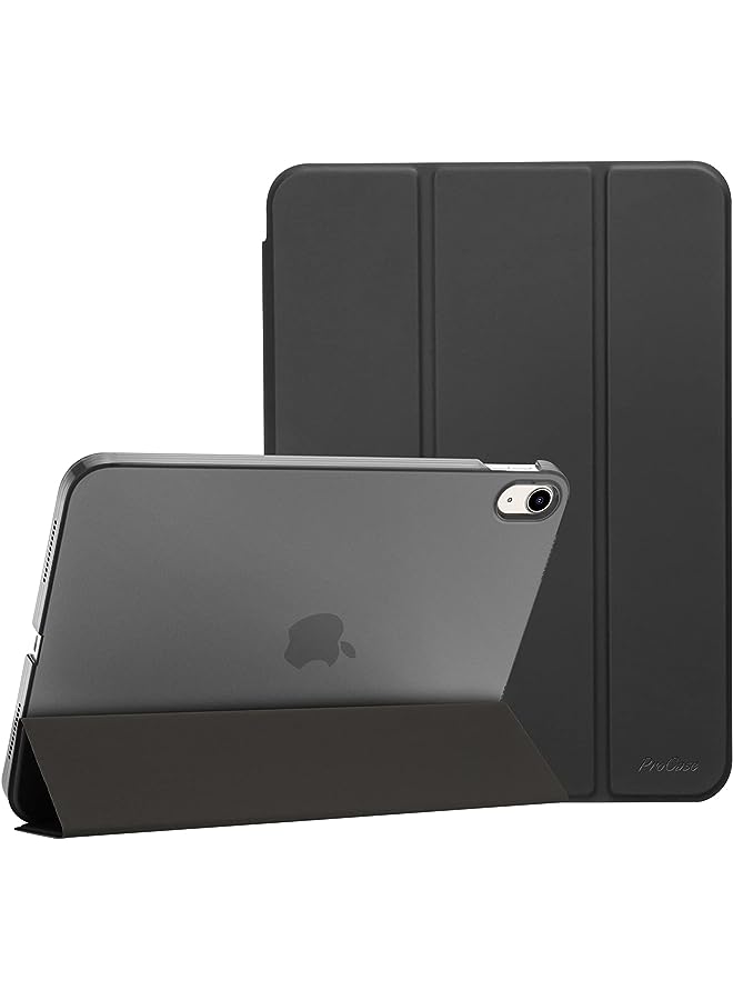 Procases for iPad 10th Generation Case 2022 iPad 10.9 Case, Slim Hard Shell Thin Transparent Back Tri-fold Protective Cases Shockproof Cover for 10.9 Inch 2022 iPad 10th Gen A2696 A2757 A2777 –Black - Image 1