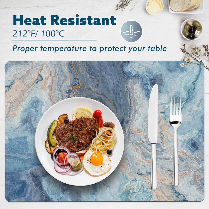 Aimego Marble Faux Leather Placemats Set of 4, Non-Slip Wipe Clean Waterproof Heat-Resistant Washable Place Mats for Kitchen Dining Table, Indoor Outdoor Table Mats Set, 17" x 12" - Image 3