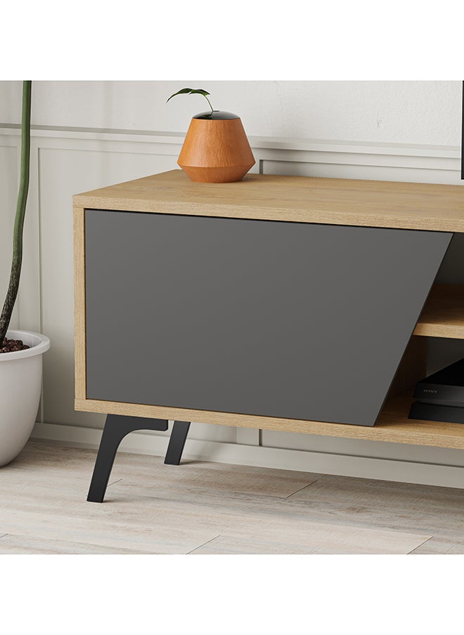 Mourah Home - Fiona Tv Stand Up To 70 Inches With Storage - Oak/ Dark Grey - 2 Years Warranty - Image 1