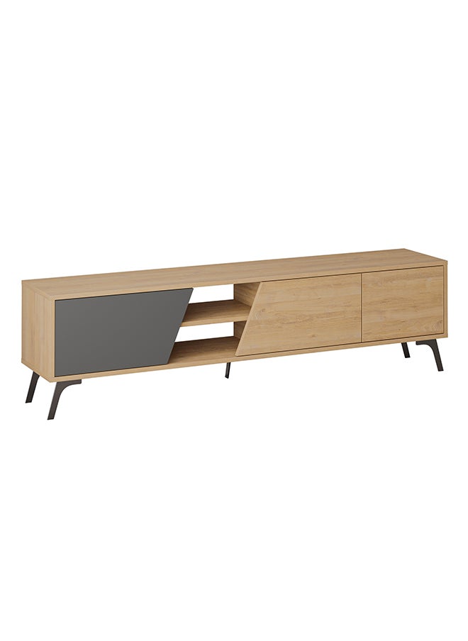 Mourah Home - Fiona Tv Stand Up To 70 Inches With Storage - Oak/ Dark Grey - 2 Years Warranty - Image 1