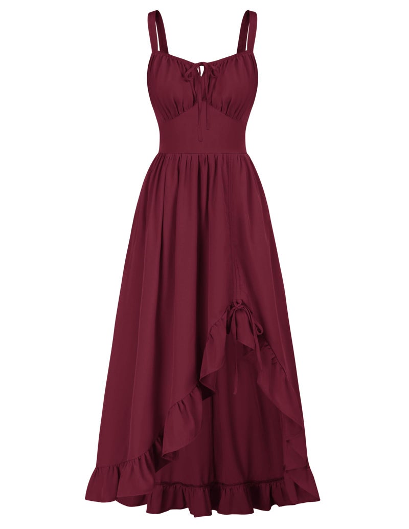 Scarlet Darkness Renaissance Corset Dress for Women Medieval Sleeveless Long Red Dress Pirate Costume - Image 1