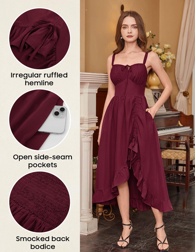 Scarlet Darkness Renaissance Corset Dress for Women Medieval Sleeveless Long Red Dress Pirate Costume - Image 5