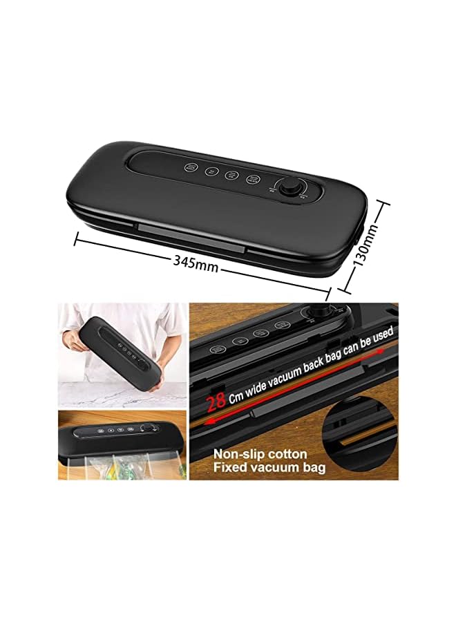 TLAXCA آلة ختم الفراغ، آلة حفظ الطعام الأوتوماتيكية، آلة ختم الطعام المحمولة الصغيرة المدمجة للغذاء الجاف والرطب والمجمد، أكياس الوجبات الخفيفة البلاستيكية، ضوضاء منخفضة، ضوء مؤشر LED، 6 أكياس فراغ - Image 4