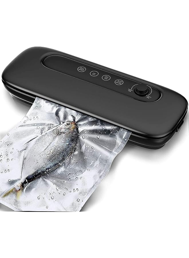 TLAXCA آلة ختم الفراغ، آلة حفظ الطعام الأوتوماتيكية، آلة ختم الطعام المحمولة الصغيرة المدمجة للغذاء الجاف والرطب والمجمد، أكياس الوجبات الخفيفة البلاستيكية، ضوضاء منخفضة، ضوء مؤشر LED، 6 أكياس فراغ - Image 1