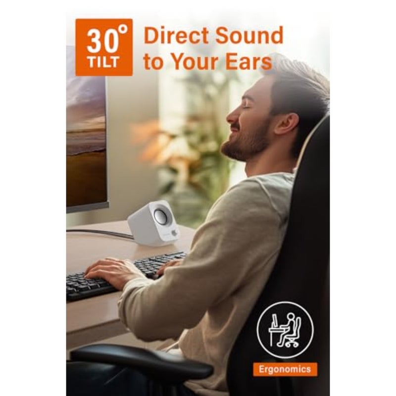 Speaker - 14W Stereo PC Speakers, USB Powered, Compact Size with 30° Tilt Design, Volume Dial Control, for Desktop, Laptop, Monitor, Gaming Consoles - Image 2