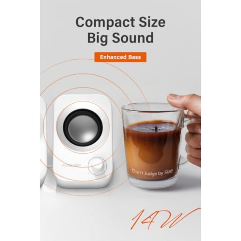 Speaker - 14W Stereo PC Speakers, USB Powered, Compact Size with 30° Tilt Design, Volume Dial Control, for Desktop, Laptop, Monitor, Gaming Consoles - Image 3
