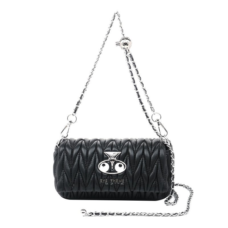 Lady And Girl'S High-Class Casual Chain Bag Flip Cover Embroidered Metallic Crossbody Bag Solid Color 2686# - Image 1