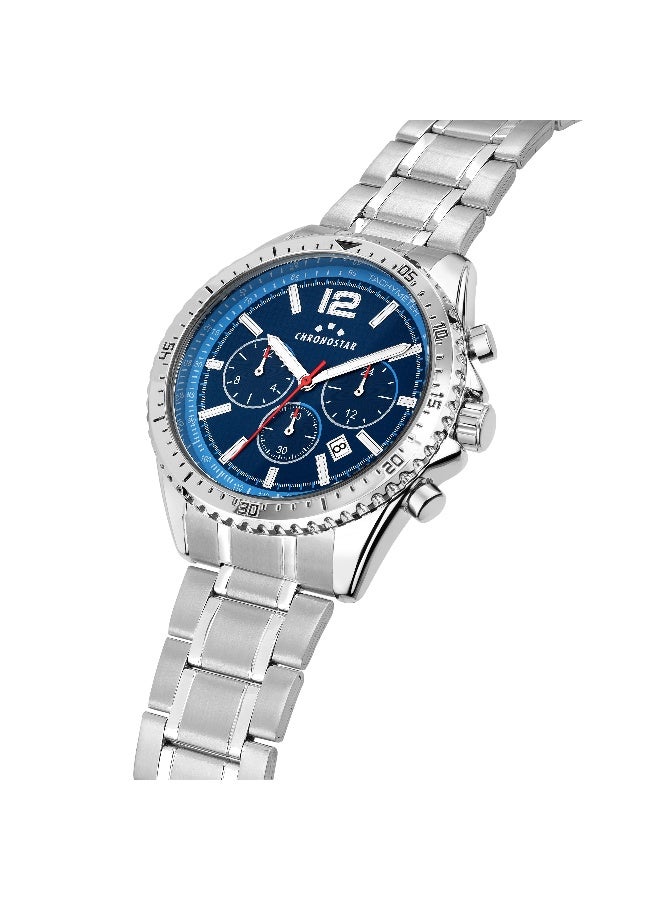 Chronostar ساعة رجالية متعددة الألوان بقرص كرونوغراف دائري مع سوار من الفولاذ المقاوم للصدأ باللون الفضي - 43.5 مم - R3753311008 - Image 2