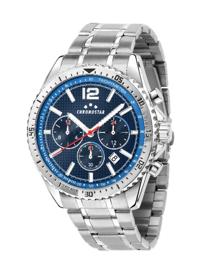 Chronostar ساعة رجالية متعددة الألوان بقرص كرونوغراف دائري مع سوار من الفولاذ المقاوم للصدأ باللون الفضي - 43.5 مم - R3753311008 - Image 1