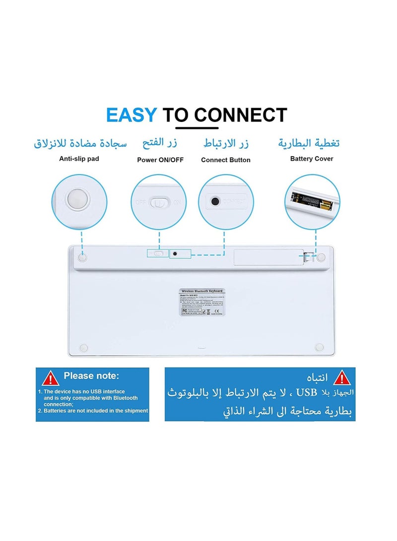 NTECH Arabic English Wireless Portable Bluetooth Keyboard Compatible For iPad Pro Air Mini iOS Android Tablet And iPhone etc - Image 3