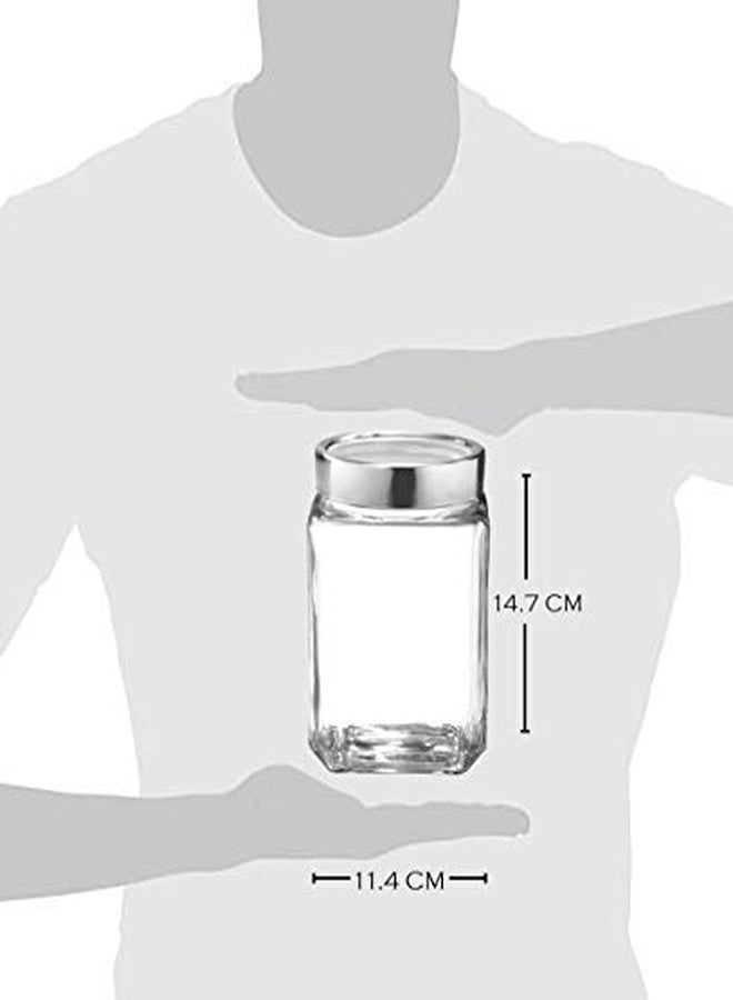 Treo by Milton Cube Storage Containers, 1 Piece, Glass Jar with Air Tight Steel Lid, 1200 ml, Transparent Jars for Snacks, Pulses, Masala, Pickles, Cereals, Cookies, Dry Food - Image 3