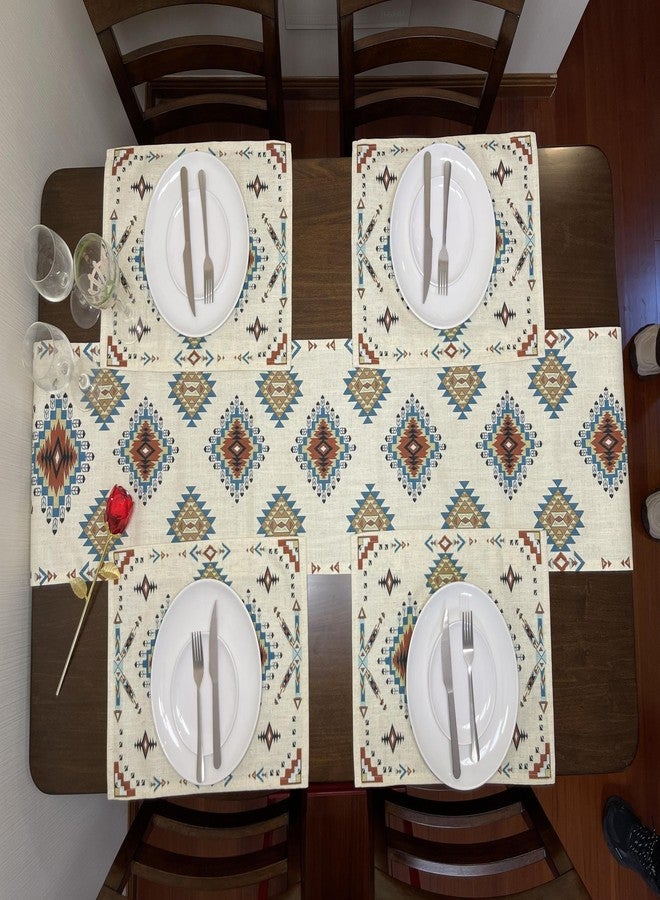 EZ.enjoy Cotton Linen Table Runner Aztec Southwest Geometric 70 X 13 Inch Table Setting Decor for Garden Farmhouse Party Holiday Dinner Home Decoration Everyday - Image 4