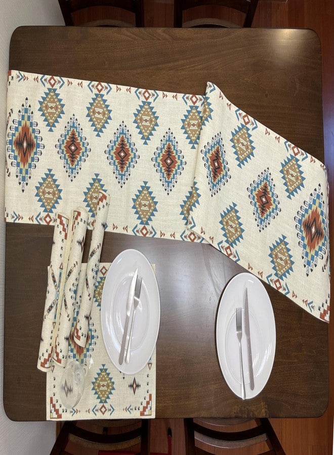 EZ.enjoy Cotton Linen Table Runner Aztec Southwest Geometric 70 X 13 Inch Table Setting Decor for Garden Farmhouse Party Holiday Dinner Home Decoration Everyday - Image 3