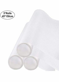 HomarKet Shelf Liner 3 Rolls 150x45cm  Non-Slip Non-Adhesive Drawer Liner EVA Clear Cupboard Cabinet Pad Mat for Kitchen Pantry Laundry Room Office Bedroom  - Image 1