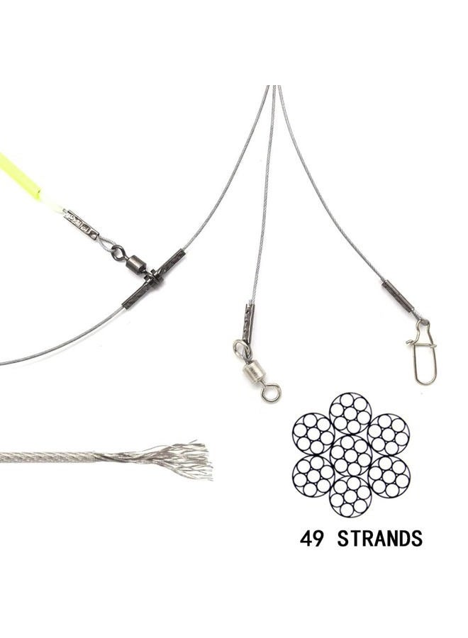 SENYUBBY High Strength 49-Strands Steel Wire Leader Rigs with Hooks Swivels Snap Connect,Saltwater Fishing Assecories Steel Wire Leader with Nylon-Coating - Image 4