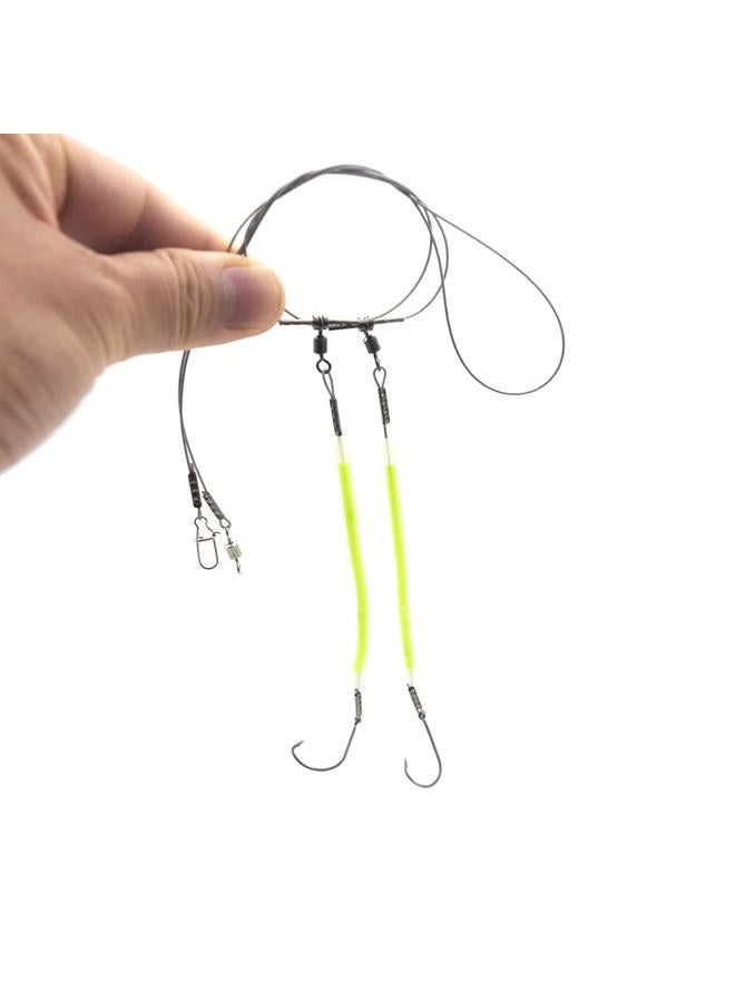 SENYUBBY High Strength 49-Strands Steel Wire Leader Rigs with Hooks Swivels Snap Connect,Saltwater Fishing Assecories Steel Wire Leader with Nylon-Coating - Image 2