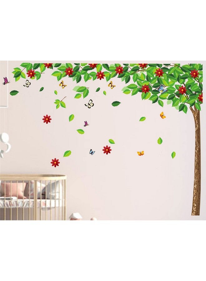 Heaven Decors Vinyl Decorative Extra Large Tree With Flower And Butterfly Design Self-Adhesive Sticker (Multicolour, 151 Cm X 151 Cm) - Image 2