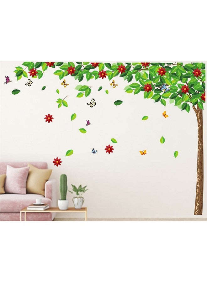 Heaven Decors Vinyl Decorative Extra Large Tree With Flower And Butterfly Design Self-Adhesive Sticker (Multicolour, 151 Cm X 151 Cm) - Image 3
