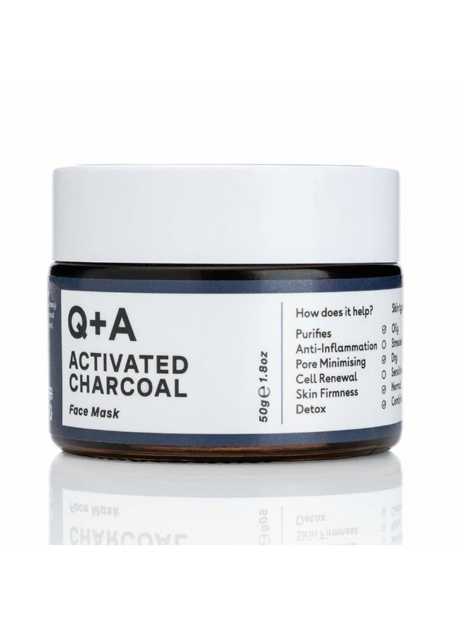 Q+A Activated Charcoal Face Mask | 50g | Detoxifying Charcoal Mask with Activated Charcoal, Bentonite, and Kaolin - Image 1