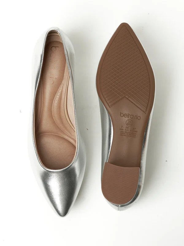 Beira Rio Beira Rio Ladies Low Heel Shoes Silver | Made In Brazil