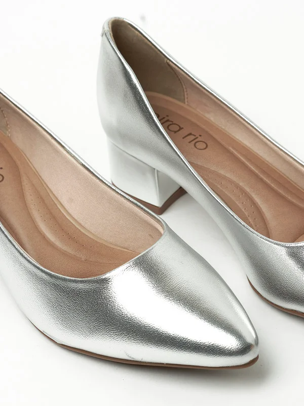 Beira Rio Beira Rio Ladies Low Heel Shoes Silver | Made In Brazil