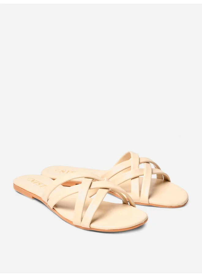 GNIST GNIST Cross Strap Open Toe Flat Sandals
