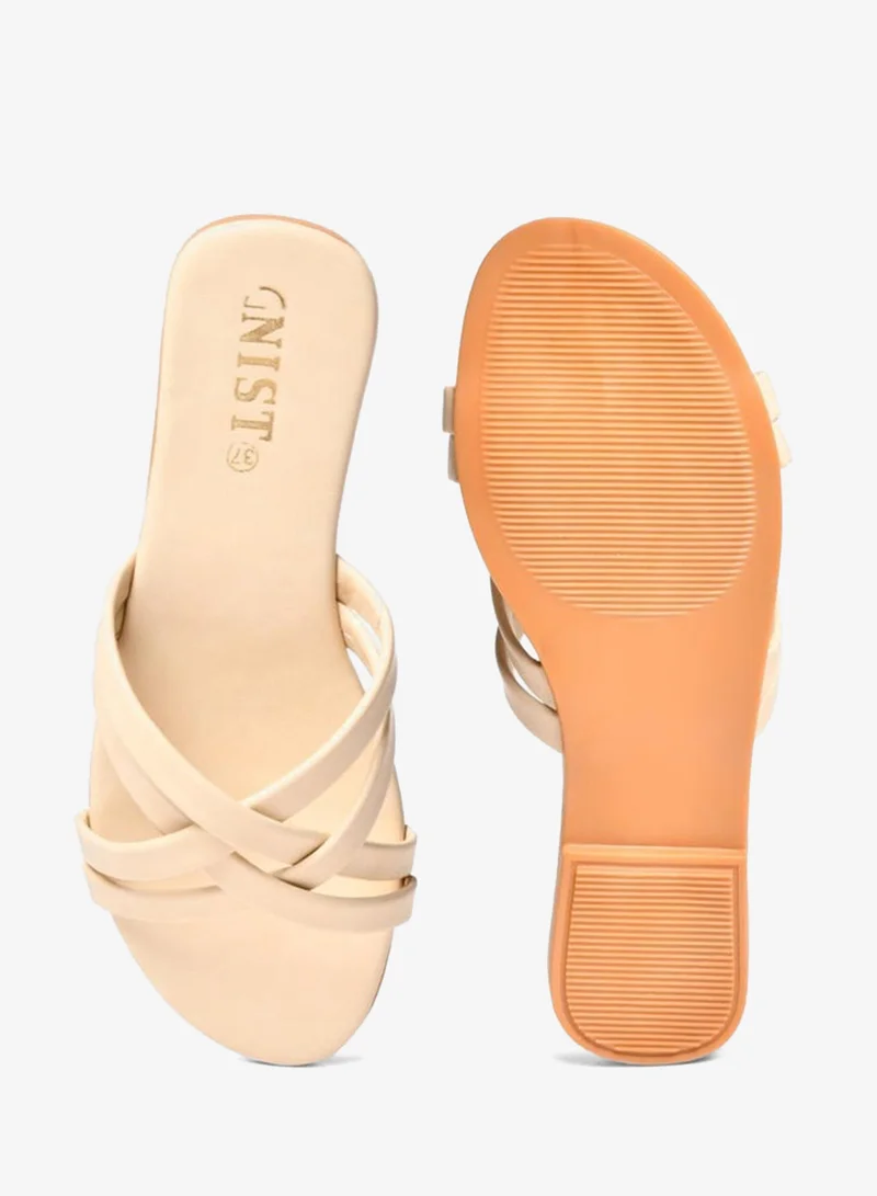 جنيست صنادل مسطحة مفتوحة من الأمام بحزام متقاطع من