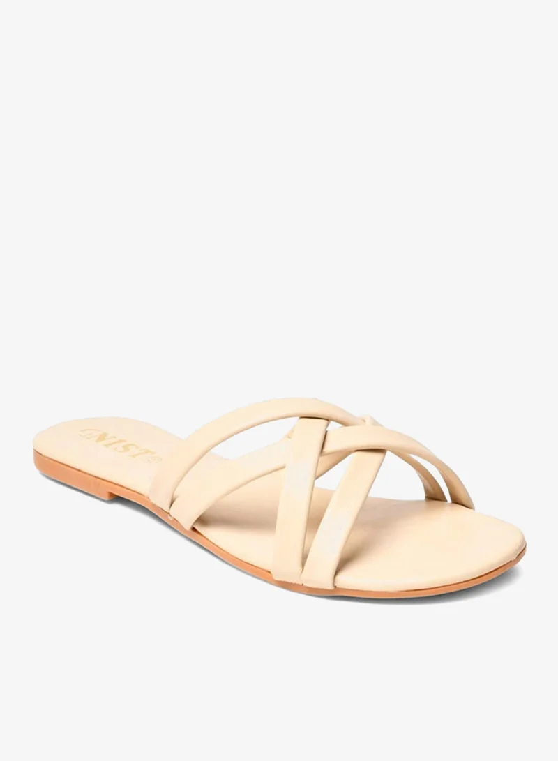 GNIST GNIST Cross Strap Open Toe Flat Sandals