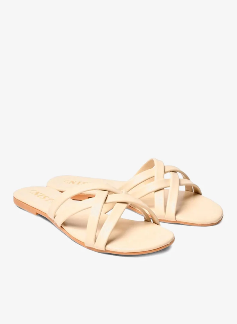 جنيست صنادل مسطحة مفتوحة من الأمام بحزام متقاطع من