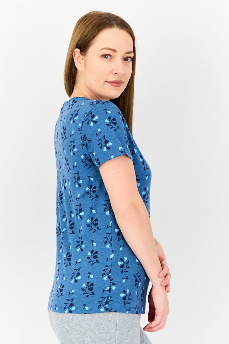 zivame Women 2 Pcs Crew Neck Graphic Print Short Sleeve Sleepwear Set, Multicolor - Image 2