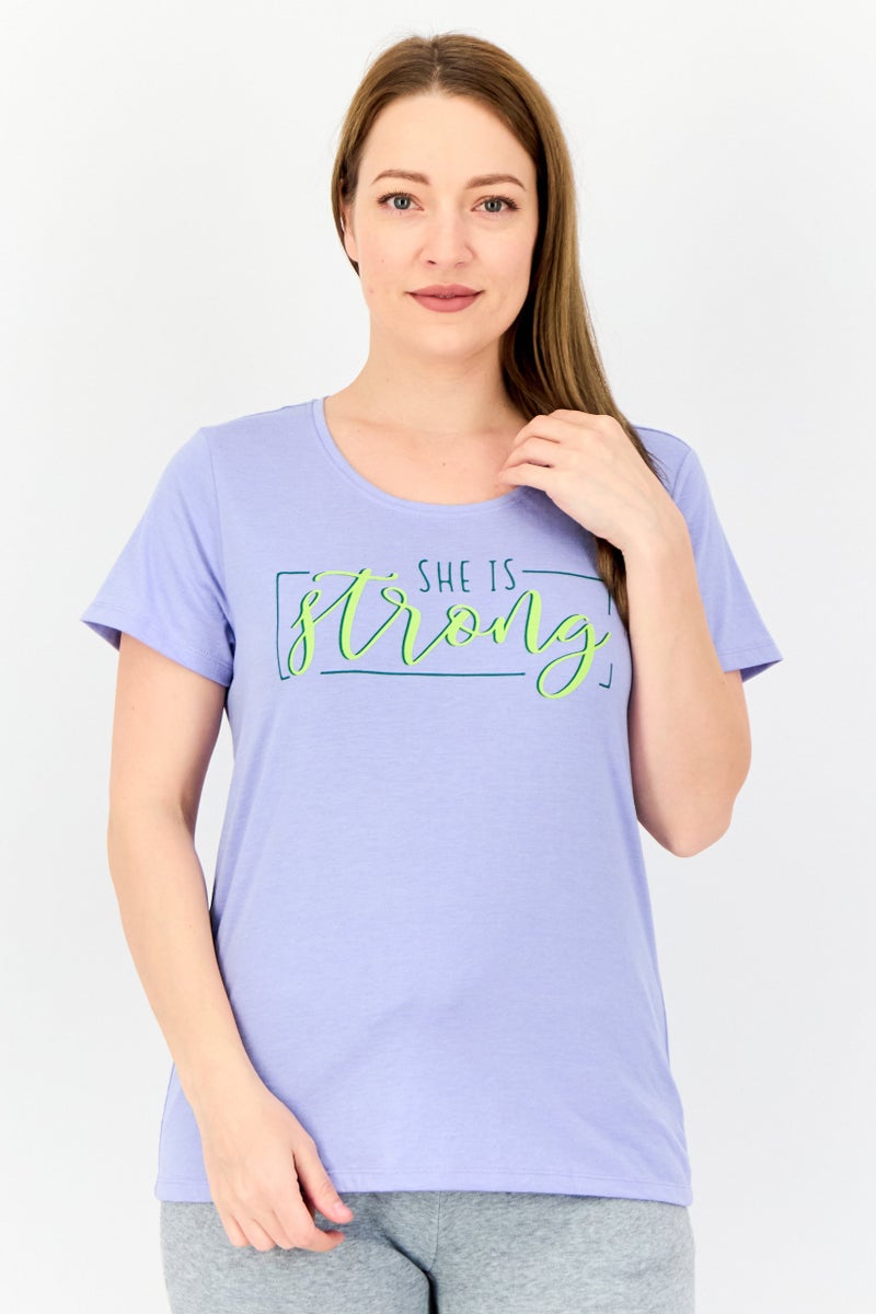 zivame Women 2 Pcs Crew Neck Graphic Print Short Sleeve Sleepwear Set, Multicolor - Image 4