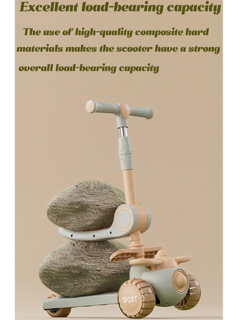 Mi VAZA 3 Wheel Scooter for Kids - Folding Scooters for Kids/Toddlers, Height Adjustable, Non-Slip Tray,the scooter head front could light up with music and Flashing Wheel Lights, Perfect gift for 3-6 Years Old Boys and Girls - Image 5