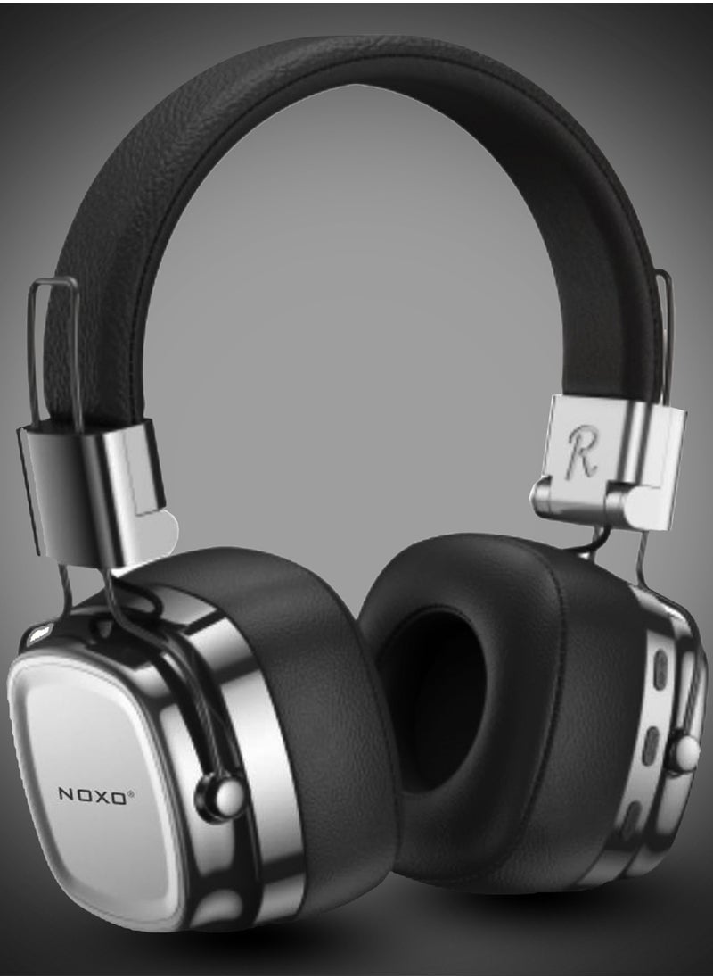 NOXO HN-1 Wireless Hi-Fi Headphones with Wired Option – 24H Playtime & LDAC Support - Silver Black  - Image 4