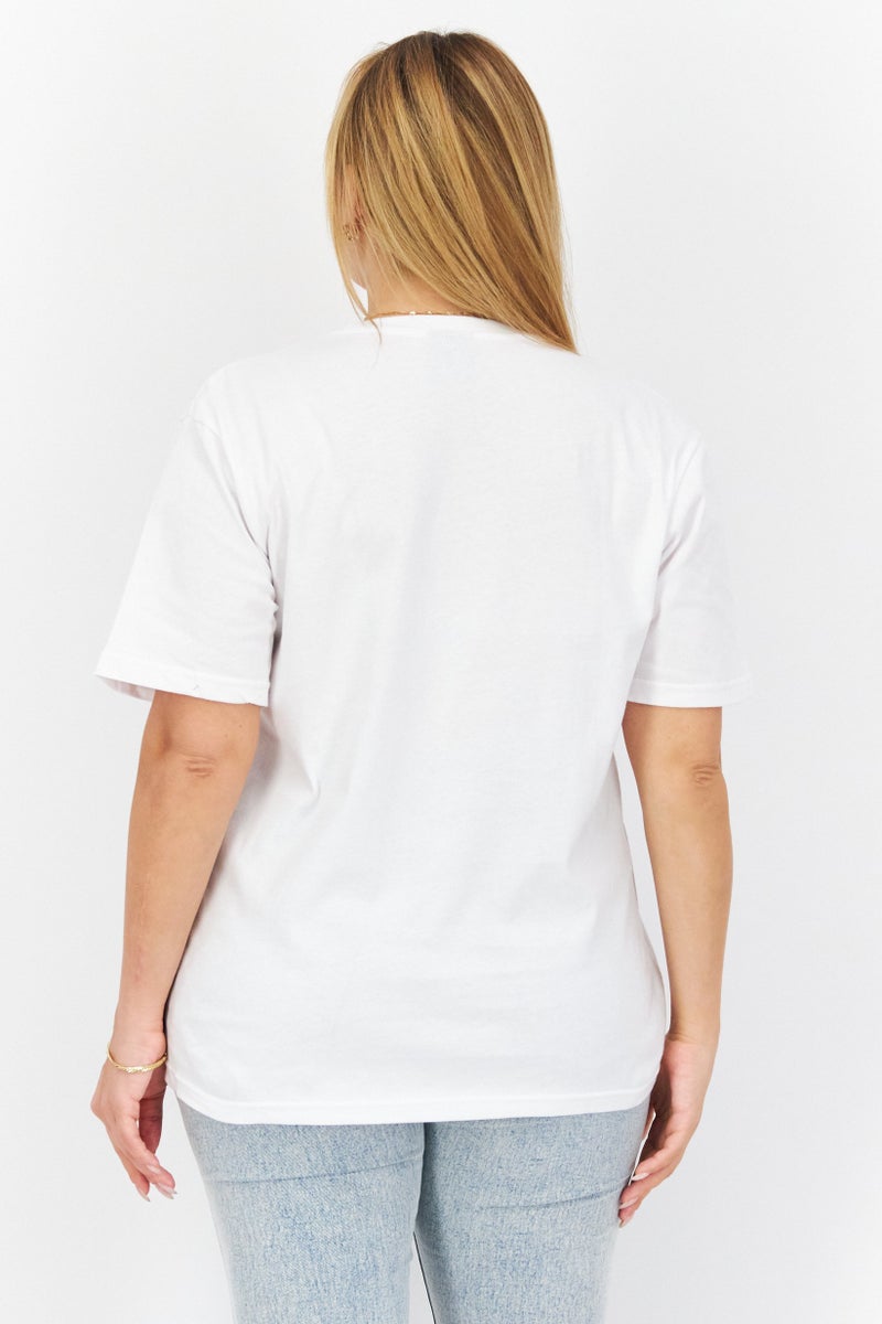 Marilyn Monroe Women Crew Neck Short Sleeve Graphic T Shirt, White Combo - Image 3