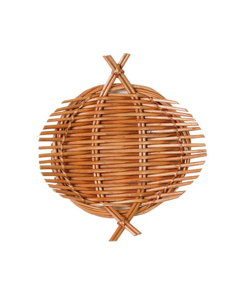 Kadam Haat Handmade Wicker Appetizer Tray | Kitchen Counter Top Storage Tray, Decorative Tray | Home and Restaurants for Serving Snacks & Breads (Brown Round) - Image 2