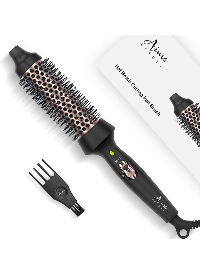 Aima Beauty - Aima Beauty Thermal Brush, 1.3"/35mm Volumizing Brush Makes Hair Silky Smooth, Ionic Hot Brush Create Smooth & Shiny Loose Curls, Fast Heating, Dual Voltage, 60Mins Auto Shut down, Black - Image 1