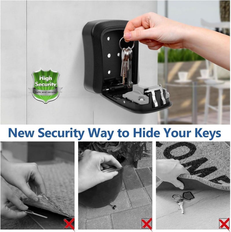 Wall Mounted Key Safe Box Waterproof Security Box Secret Combination for Outdoor Garage School 4 Digit Combination Lock Wall Mounted Key Storage Home - Image 1